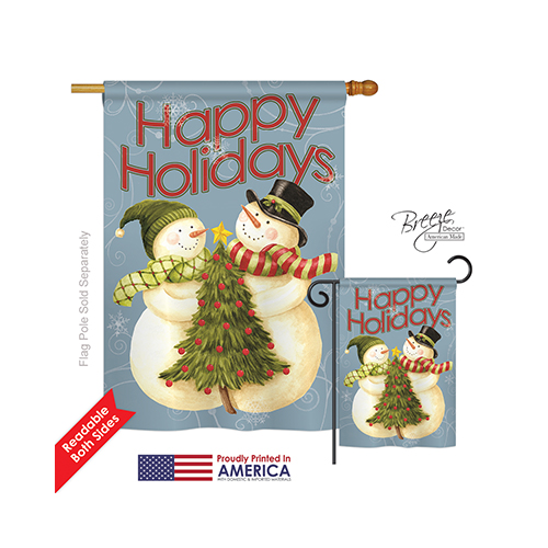 14102 Christmas Happy Holidays Tree 2-Sided Vertical Impression House Flag - 28 x 40 in.