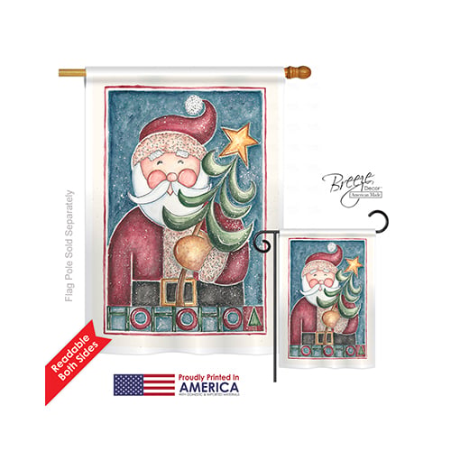 14127 Christmas HoHoHo Santa Tree 2-Sided Vertical Impression House Flag - 28 x 40 in.
