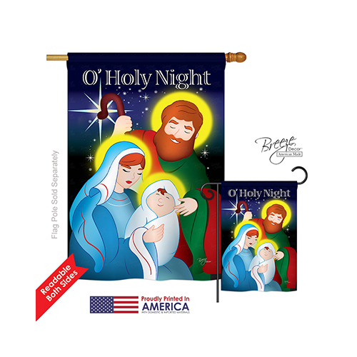14077 Nativity O Holy Night 2-Sided Vertical Impression House Flag - 28 x 40 in.