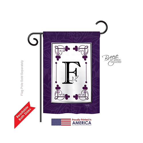 80006 Classic F Monogram 2-Sided Impression Garden Flag - 13 x 18.5 in.