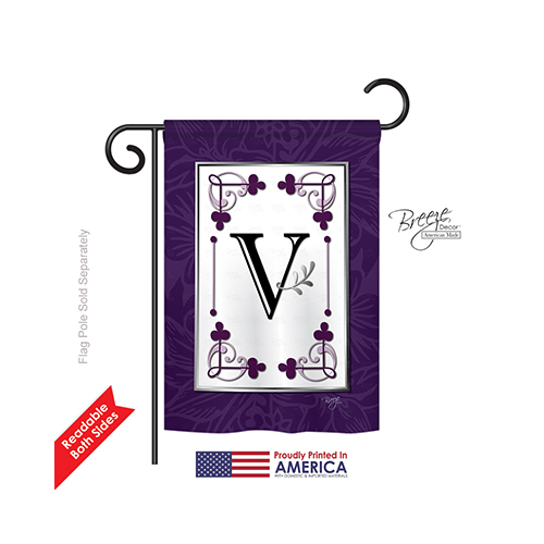 80022 Classic V Monogram 2-Sided Impression Garden Flag - 13 x 18.5 in.