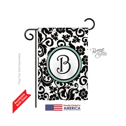 80054 Damask B Monogram 2-Sided Impression Garden Flag - 13 x 18.5 in.