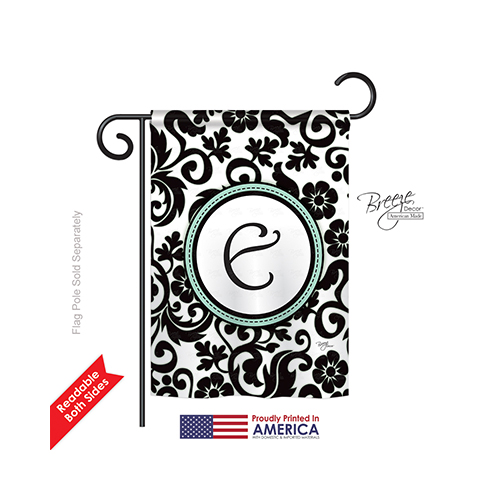 80057 Damask E Monogram 2-Sided Impression Garden Flag - 13 x 18.5 in.