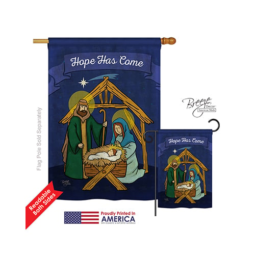 14112 Nativity Hope Has Come 2-Sided Vertical Impression House Flag - 28 x 40 in.