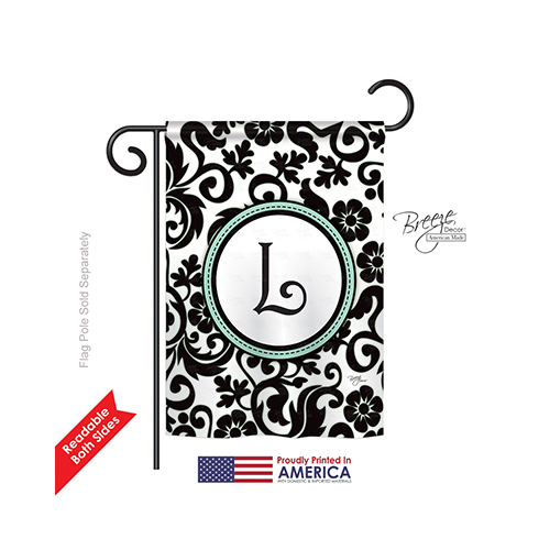 80064 Damask L Monogram 2-Sided Impression Garden Flag