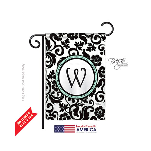 80075 Damask W Monogram 2-Sided Impression Garden Flag