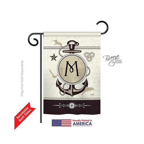 80195 Nautical M Monogram 2-Sided Impression Garden Flag - 13 x 18.5 in.
