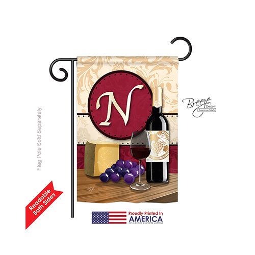 80222 Wine N Monogram 2-Sided Impression Garden Flag - 13 x 18.5 in.