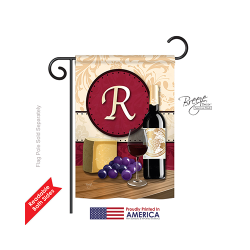 80226 Wine R Monogram 2-Sided Impression Garden Flag