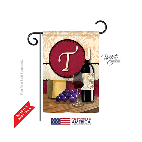 80228 Wine T Monogram 2-Sided Impression Garden Flag