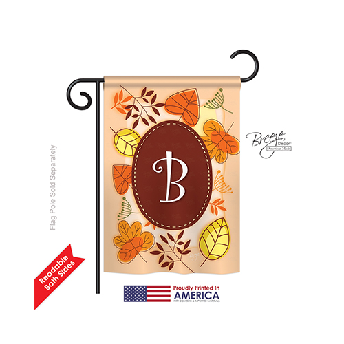 80028 Autumn B Monogram 2-Sided Impression Garden Flag - <BR><BR>Autumn B Monogram 2-Sided Impression Garden Flag - 13 x 18.5 in.