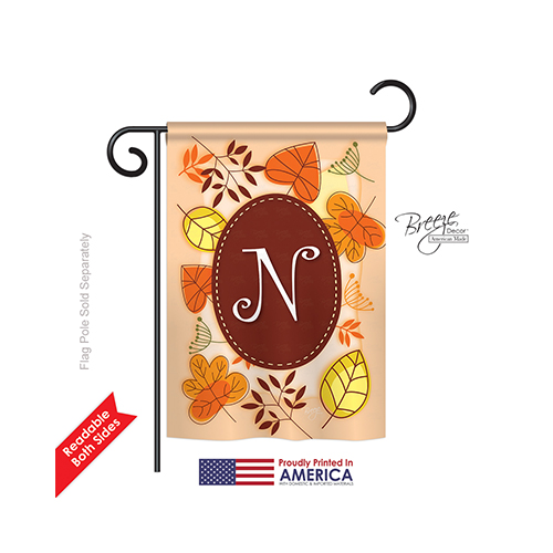 80040 Autumn N Monogram 2-Sided Impression Garden Flag