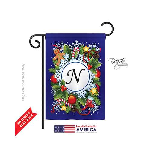 80092 Winter N Monogram 2-Sided Impression Garden Flag - 13 x 18.5 in.