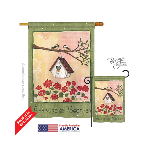 00045 Welcome Treasure Life Together 2-Sided Vertical Impression House Flag - 28 x 40 in.