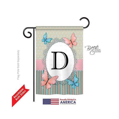 80134 Butterflies D Monogram 2-Sided Impression Garden Flag - 13 x 18.5 in.