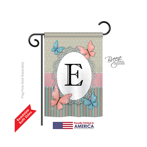 80135 Butterflies E Monogram 2-Sided Impression Garden Flag - 13 x 18.5 in.