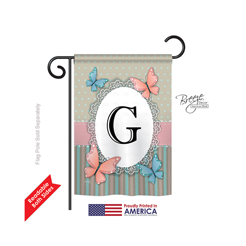 80137 Butterflies G Monogram 2-Sided Impression Garden Flag