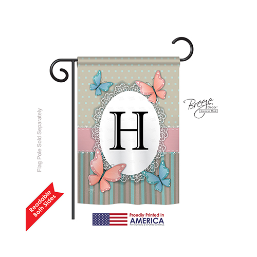 80138 Butterflies H Monogram 2-Sided Impression Garden Flag - 13 x 18.5 in.