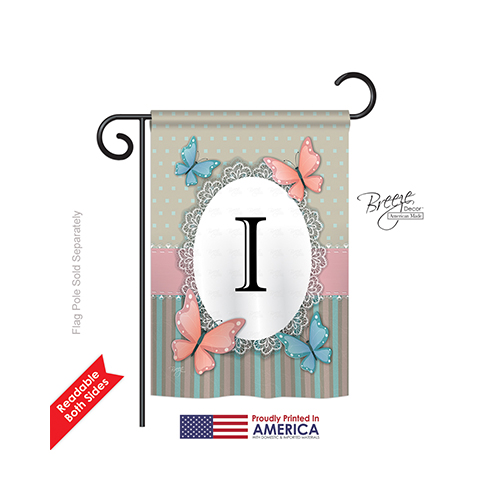 80139 Butterflies I Monogram 2-Sided Impression Garden Flag - 13 x 18.5 in.