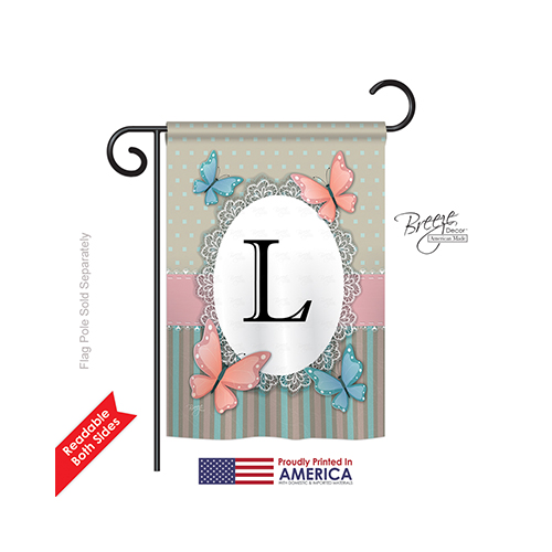 80142 Butterflies L Monogram 2-Sided Impression Garden Flag - 13 x 18.5 in.