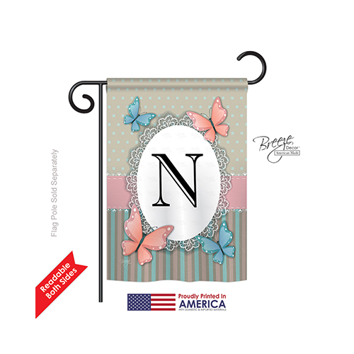 80144 Butterflies N Monogram 2-Sided Impression Garden Flag