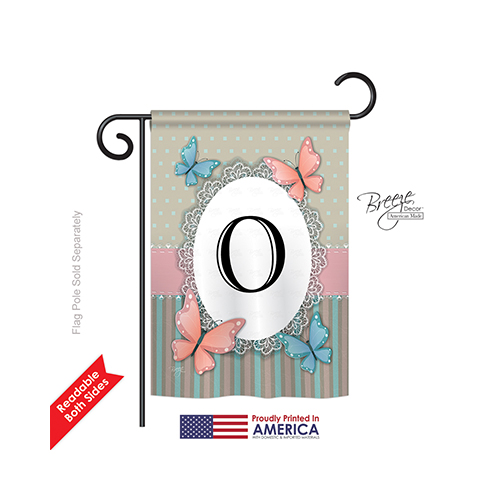 80145 Butterflies O Monogram 2-Sided Impression Garden Flag
