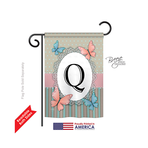 80147 Butterflies Q Monogram 2-Sided Impression Garden Flag