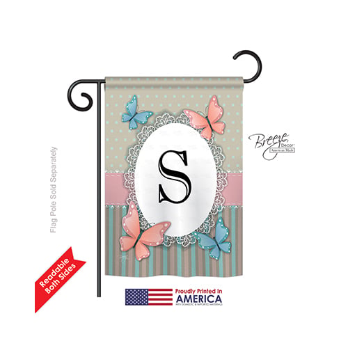 80149 Butterflies S Monogram 2-Sided Impression Garden Flag - 13 x 18.5 in.