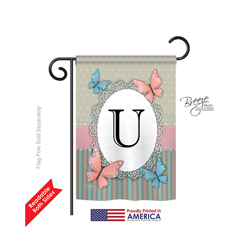 80151 Butterflies U Monogram 2-Sided Impression Garden Flag