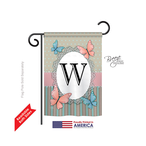 80153 Butterflies W Monogram 2-Sided Impression Garden Flag