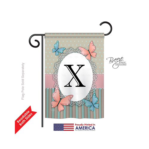 80154 Butterflies X Monogram 2-Sided Impression Garden Flag