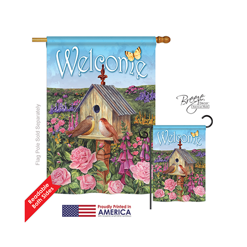 00049 Welcome Bird House 2-Sided Vertical Impression House Flag - 28 x 40 in.