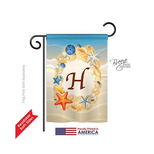 80164 Summer H Monogram 2-Sided Impression Garden Flag - 13 x 18.5 in.