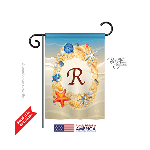 80174 Summer R Monogram 2-Sided Impression Garden Flag - 13 x 18.5 in.