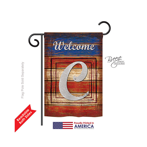 80107 Patriotic C Monogram 2-Sided Impression Garden Flag - 13 x 18.5 in.
