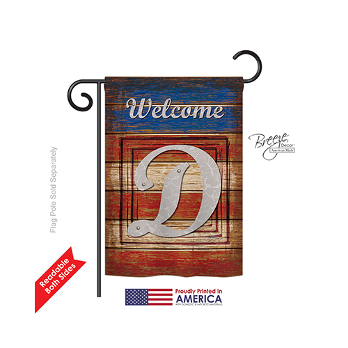 80108 Patriotic D Monogram 2-Sided Impression Garden Flag - 13 x 18.5 in.