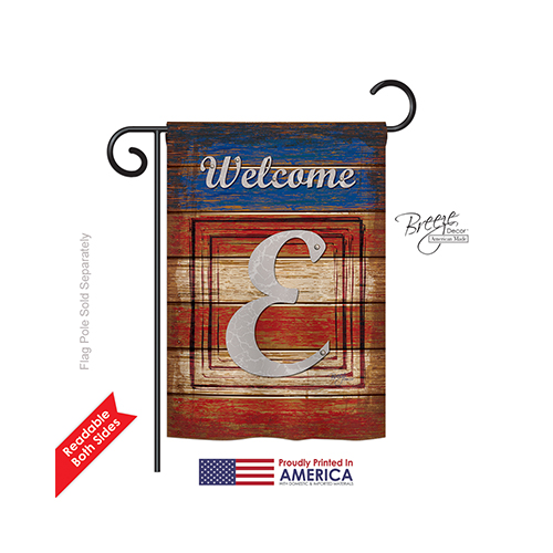 80109 Patriotic E Monogram 2-Sided Impression Garden Flag
