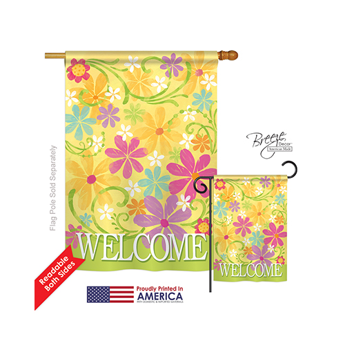 00052 Welcome Daisy Garden 2-Sided Vertical Impression House Flag - 28 x 40 in.