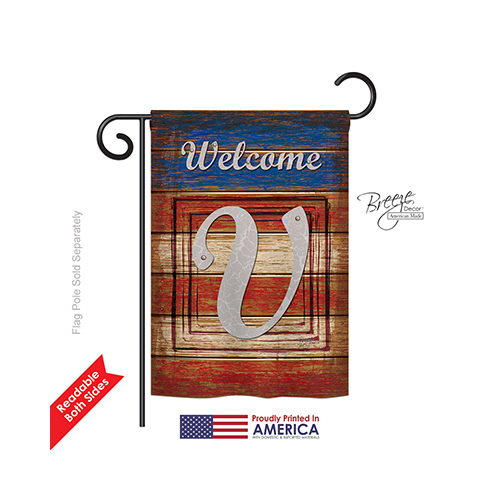 80126 Patriotic V Monogram 2-Sided Impression Garden Flag