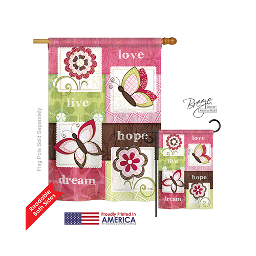 00056 Welcome Butterfly Floral 2-Sided Vertical Impression House Flag - 28 x 40 in.