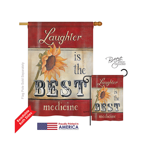 00057 Welcome Laughter is the Best Medicine 2-Sided Vertical Impression House Flag - 28 x 40 in.