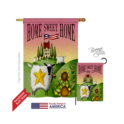 00061 Welcome Sheep Home Sweet Home 2-Sided Vertical Impression House Flag - 28 x 40 in.