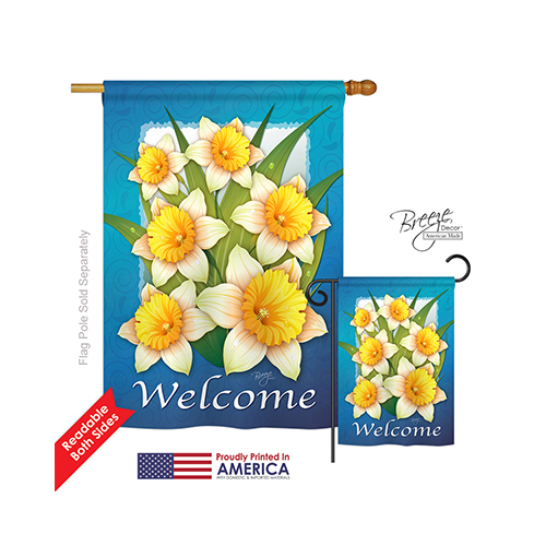 04070 Floral Daffodils 2-Sided Vertical Impression House Flag - 28 x 40 in.