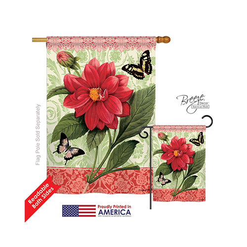 04080 Floral Double Dahlia 2-Sided Vertical Impression House Flag - 28 x 40 in.