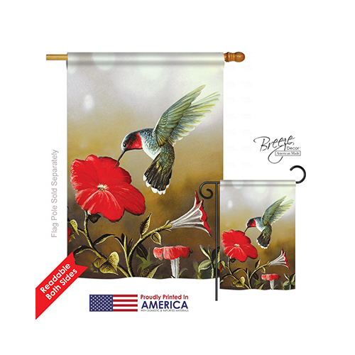 05050 Birds Ruby Hummingbird 2-Sided Vertical Impression House Flag - 28 x 40 in.