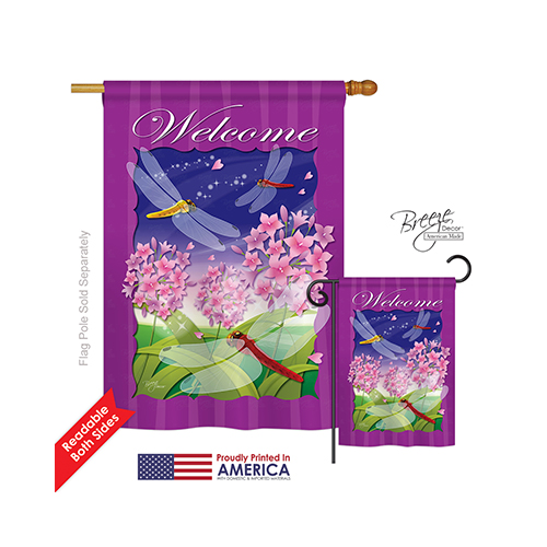 04063 Dragonfly Paradise 2-Sided Vertical Impression House Flag - 28 x 40 in.