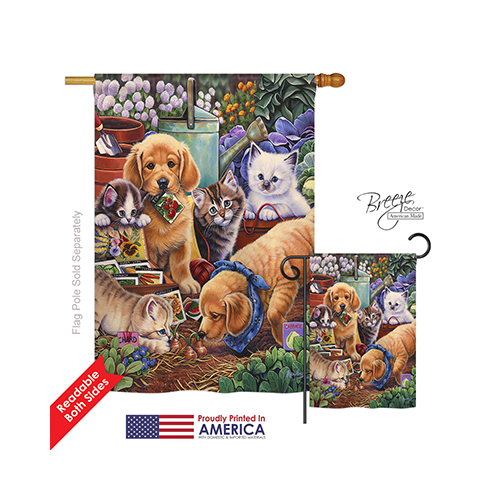 10045 Pets Helpful Garden Paws 2-Sided Vertical Impression House Flag - 28 x 40 in.