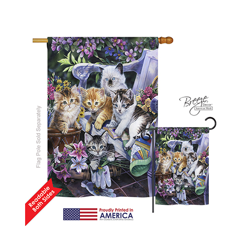 10047 Pets Purfect Gardening Buddies 2-Sided Vertical Impression House Flag - 28 x 40 in.