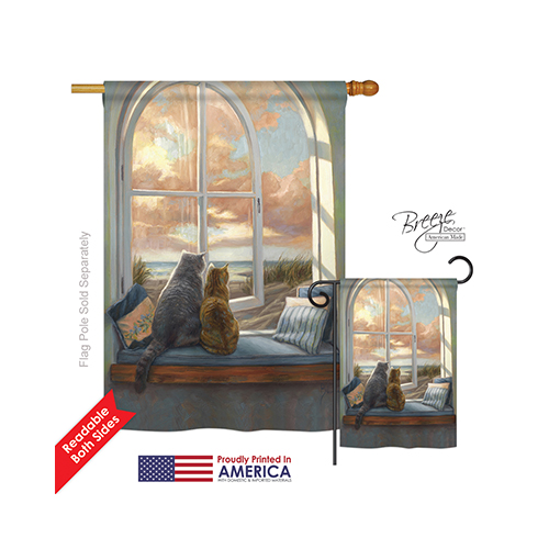 10057 Pets Enjoying the View 2-Sided Vertical Impression House Flag - 28 x 40 in.