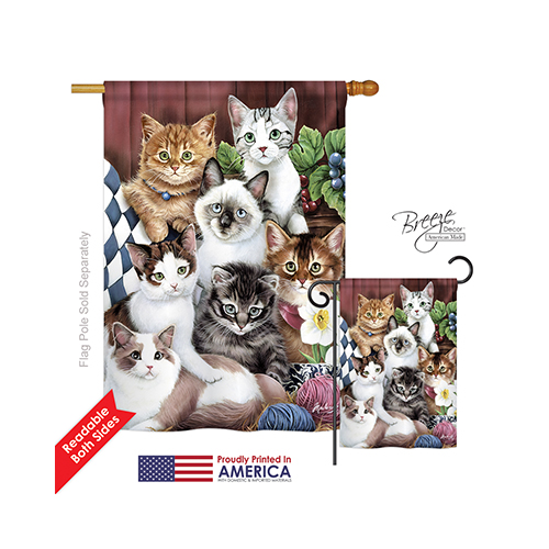 10069 Pets Cuddly Kittens 2-Sided Vertical Impression House Flag - 28 x 40 in.